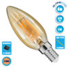 GloboStar® 99031 Λάμπα E14 C35 Κεράκι LED FILAMENT 4W 420 lm 320° AC 85-265V Edison Retro με Μελί Γυαλί Ultra Θερμό Λευκό 2200 K Dimmable