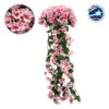 GloboStar® 78052 Τεχνητό Κρεμαστό Φυτό Διακοσμητικών Λουλουδιών με Ροζ Φλόξ M30 x Υ80 x Π30cm