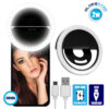 GloboStar® 79043 Selfie Ring Light LED SMD 2W 200 lm Μαύρο Σώμα με Ενσωματωμένη Επαναφορτιζόμενη Μπαταρία 500mAh & Καλώδιο Φόρτισης Micro USB Ψυχρό Λευκό 6000 K για Κινητό Τηλέφωνο και Tablet Φ8.5 x Υ2.5cm