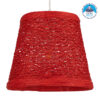 GloboStar® PLAYROOM 00863 Vintage Κρεμαστό Φωτιστικό Οροφής Μονόφωτο 1 x E27 Κόκκινο Ξύλινο Ψάθινο Rattan Φ32 x Υ27cm