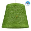 GloboStar® PLAYROOM 00864 Vintage Κρεμαστό Φωτιστικό Οροφής Μονόφωτο Πράσινο Ξύλινο Ψάθινο Rattan Φ32 x Υ27cm