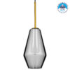 GloboStar® AMARIS 00874 Μοντέρνο Κρεμαστό Φωτιστικό Οροφής Μονόφωτο 1 x E27 Γυάλινο Φιμέ Νίκελ Φ17 x Υ30cm