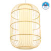 GloboStar® DE PARIS 00891 Vintage Κρεμαστό Φωτιστικό Οροφής Μονόφωτο 1 x E27 Καφέ Ξύλινο Bamboo Φ40 x Υ60cm