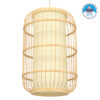 GloboStar® DE PARIS 00893 Vintage Κρεμαστό Φωτιστικό Οροφής Μονόφωτο Μπεζ Ξύλινο Bamboo Φ25 x Υ42cm