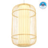 GloboStar® DE PARIS 00894 Vintage Κρεμαστό Φωτιστικό Οροφής Μονόφωτο Καφέ Ξύλινο Bamboo Φ30 x Υ50cm