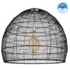 GloboStar® MALIBU 00966 Vintage Κρεμαστό Φωτιστικό Οροφής Μονόφωτο 1 x E27 Μαύρο Ξύλινο Bamboo Φ100 x Y86cm