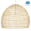 GloboStar® MALIBU 00974 Vintage Κρεμαστό Φωτιστικό Οροφής Μονόφωτο Μπεζ Ξύλινο Bamboo Φ100 x Y86cm