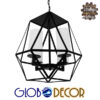 GloboStar® AVENUE 01001 Vintage Industrial Κρεμαστό Φωτιστικό Οροφής Πολύφωτο Μαύρο Μεταλλικό Πολυέλαιος Φ52 x Y53cm