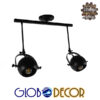 GloboStar® CANNES 01081 Μοντέρνο Φωτιστικό Οροφής Δίφωτο Μαύρο Μεταλλικό Ράγα Μ61 x Π12 x Υ48cm