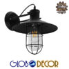 GloboStar® CELL 01118 Vintage Industrial Φωτιστικό Τοίχου Απλίκα Μονόφωτο Μαύρο Μεταλλικό Πλέγμα με Καμπάνα Φ27 x Μ33 x Π27 x Υ33cm