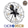 GloboStar® FAN 01163 Vintage Industrial Φωτιστικό Τοίχου Απλίκα Πολύφωτο Μαύρο Μεταλλικό Πλέγμα Φ46 x Μ22 x Π46 x Υ46cm