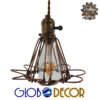 GloboStar® FLOWER IRON RUST 01180 Vintage Industrial Κρεμαστό Φωτιστικό Οροφής Μονόφωτο Καφέ Σκουριά Μεταλλικό Πλέγμα Φ10 x Y20cm