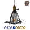 GloboStar® FLOWER BLACK 01181 Vintage Industrial Κρεμαστό Φωτιστικό Οροφής Μαύρο Μεταλλικό Πλέγμα Φ10 x Y20cm