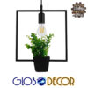 GloboStar® LAMIUM 01211 Μοντέρνο Κρεμαστό Φωτιστικό Οροφής Μονόφωτο Μαύρο Μεταλλικό Flowerpot Φ30 x Y30cm