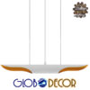 GloboStar® ARTICA 01305 Μοντέρνο Κρεμαστό Φωτιστικό Οροφής Δίφωτο Λευκό Χρυσό Μεταλλικό Μ60 x Π6 x Υ6cm
