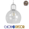 GloboStar® LUCREZIA 01314 Μοντέρνο Κρεμαστό Φωτιστικό Οροφής Μονόφωτο Γυάλινο Διάφανο Φ18 x Υ23cm