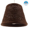 GloboStar® PLAYROOM 01333 Vintage Κρεμαστό Φωτιστικό Οροφής Μονόφωτο Καφέ Σκούρο Ξύλινο Ψάθινο Rattan Φ32 x Υ27cm
