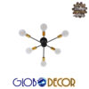 GloboStar® DAMASCO 01384 Μοντέρνο Industrial Φωτιστικό Οροφής Πολύφωτο Μαύρο Μεταλλικό Φ58 x Y17cm