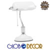 Vintage Επιτραπέζιο Φωτιστικό Πορτατίφ Μονόφωτο Μεταλλικό Χρώμιο Νίκελ με Λευκό Καπέλο GloboStar BANKER WHITE 01390