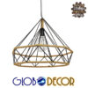 GloboStar® CONCRETE 01422 Vintage Κρεμαστό Φωτιστικό Οροφής Μονόφωτο Μαύρο Μεταλλικό με Μπεζ Σχοινί Φ50 x Υ44cm