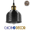 GloboStar® SEGRETO 01449 Vintage Κρεμαστό Φωτιστικό Οροφής Μονόφωτο Μαύρο Γυάλινο Διάφανο Καμπάνα με Χρυσό Ντουί Φ14 x Υ18cm