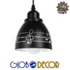 GloboStar® NOTA 01480 Μοντέρνο Κρεμαστό Φωτιστικό Οροφής Μονόφωτο Μεταλλικό Μαύρο Λευκό Καμπάνα Φ13 x Υ14cm