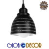 GloboStar® LINE STARS 01483 Μοντέρνο Κρεμαστό Φωτιστικό Οροφής Μονόφωτο Μεταλλικό Μαύρο Λευκό Καμπάνα Φ13 x Υ14cm