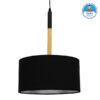 GloboStar® BRONX 01517 Μοντέρνο Κρεμαστό Φωτιστικό Οροφής Μονόφωτο Μεταλλικό με Μαύρο Καπέλο Φ35 x Y50cm