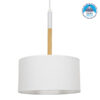 GloboStar® BRONX 01518 Μοντέρνο Κρεμαστό Φωτιστικό Οροφής Μονόφωτο Μεταλλικό με Λευκό Καπέλο Φ35 x Y50cm