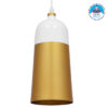 GloboStar® PALAZZO 01524 Μοντέρνο Κρεμαστό Φωτιστικό Οροφής Μονόφωτο Λευκό – Χρυσό Μεταλλικό Καμπάνα Φ14 x Υ34cm