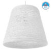 GloboStar® PLAYROOM 01562 Vintage Κρεμαστό Φωτιστικό Οροφής Μονόφωτο Λευκό Ξύλινο Ψάθινο Rattan Φ32 x Υ27cm