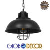 GloboStar® HARROW 01571 Vintage Industrial Κρεμαστό Φωτιστικό Οροφής Μονόφωτο Μαύρο Μεταλλικό Πλέγμα Φ33 x Υ32cm