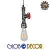 GloboStar® RUBINETTO 01583 Vintage Industrial Κρεμαστό Φωτιστικό Οροφής Μονόφωτο Ασημί Μεταλλικό Μ5 x Π7.5 x Y20cm