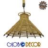 GloboStar® OZERO 01603 Vintage Κρεμαστό Φωτιστικό Οροφής Μονόφωτο Μπεζ Καμπάνα με Σχοινί Φ41 x Υ28cm