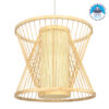 GloboStar® DE PARIS 01632 Vintage Κρεμαστό Φωτιστικό Οροφής Μονόφωτο Μπεζ Ξύλινο Bamboo Φ35 x Y32cm