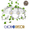 GloboStar® ESSENCE 01644 Vintage Industrial Κρεμαστό Φωτιστικό Οροφής Δίφωτο Λευκό Μεταλλικό Πλέγμα Μ73.6 x Π37.5 x Y38cm