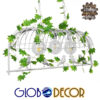 GloboStar® ACHILLEA 01647 Vintage Industrial Κρεμαστό Φωτιστικό Οροφής Τρίφωτο Λευκό Μεταλλικό Πλέγμα Μ85.5 x Π37.5 x Y38cm