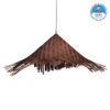 GloboStar® RICEHAT 01667 Vintage Κρεμαστό Φωτιστικό Οροφής Μονόφωτο Καφέ Σκούρο Ξύλινο Ψάθινο Bamboo Φ70 x Υ25cm