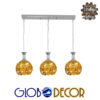 GloboStar® MARGARO 01671 Μοντέρνο Κρεμαστό Φωτιστικό Οροφής Τρίφωτο Χρυσό Μεταλλικό με Κρύσταλλα Μ64 x Π18 x Υ24cm