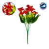 GloboStar® 09085 Τεχνητό Φυτό Διακοσμητικό Μπουκέτο Rain Lily Κόκκινο M15cm x Υ33cm Π15cm με 7 Κλαδάκια