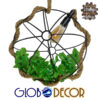 GloboStar® LEVANTA 01329 Vintage Industrial Κρεμαστό Φωτιστικό Οροφής Μονόφωτο Πλέγμα με Μπεζ Σχοινί Φ42 x Υ42cm