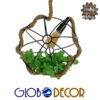 GloboStar® DELANO 01328 Vintage Industrial Κρεμαστό Φωτιστικό Οροφής Μονόφωτο Πλέγμα με Μπεζ Σχοινί Φ33 x Υ33cm