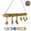 GloboStar® MAUI 01114 Vintage Κρεμαστό Φωτιστικό Οροφής Πολύφωτο Καφέ Ξύλινο Bamboo με Μπεζ Σχοινί Μ150 x Π14 x Υ75cm