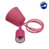 Φούξια Κρεμαστό Φωτιστικό Οροφής Σιλικόνης με Υφασμάτινο Καλώδιο 1 Μέτρο E27 GloboStar Rose Red 91003