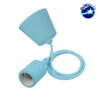 Γαλάζιο Κρεμαστό Φωτιστικό Οροφής Σιλικόνης με Υφασμάτινο Καλώδιο 1 Μέτρο E27 GloboStar Light Blue 91010