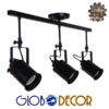 GloboStar® HOLLYWOOD 01155 Vintage Φωτιστικό Οροφής Τρίφωτο Μαύρο Μεταλλικό Ράγα Μ13 x Π78 x Υ38cm