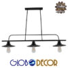 GloboStar® REGAL 01009 Vintage Industrial Φωτιστικό Οροφής Τρίφωτο Μαύρο Ράγα Μ113 x Π26 x Υ85cm