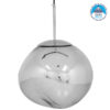 GloboStar® DIXXON 01464 Μοντέρνο Κρεμαστό Φωτιστικό Οροφής Μονόφωτο Γυάλινο Ασημί Νίκελ Φ36 x Υ45cm