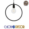 GloboStar® OMICRON 01578 Μοντέρνο Κρεμαστό Φωτιστικό Οροφής Μονόφωτο Μαύρο Μεταλλικό Φ33 Φ33 x Π4 x Υ33cm