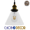 GloboStar® CONE 01169 Vintage Κρεμαστό Φωτιστικό Οροφής Μονόφωτο Γυάλινο Καμπάνα Φ18 x Y20cm